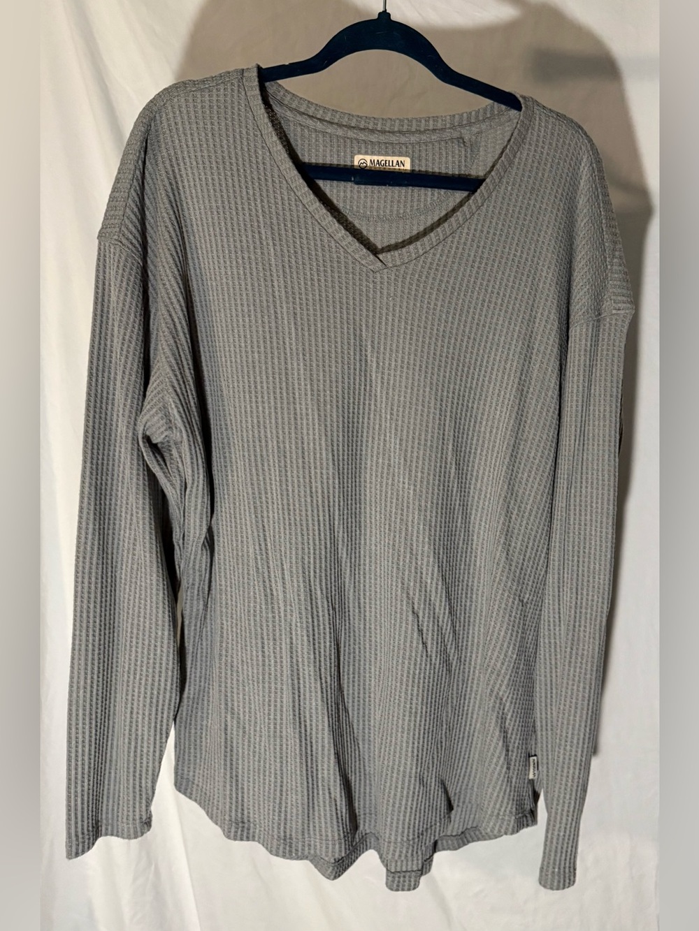 Magellan Outdoors Men’s Long Sleeve V-Neck Waffle Knit Sweater - Gray